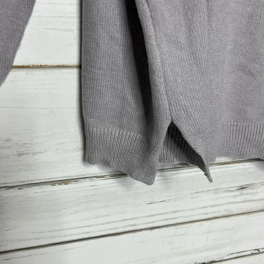 Pink Lily Gray Heart Sweater Oversized Cozy Knit Pullover Size Medium